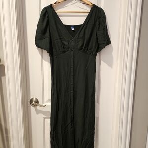 Old Navy Black Midi Dress with Button Detail